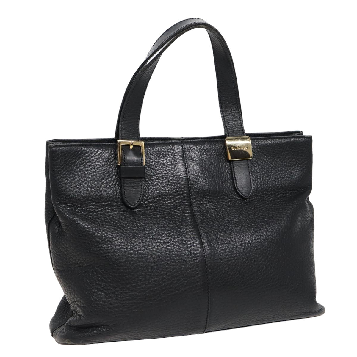 BurberrySs Hand Bag Leather Black Auth bs15308
