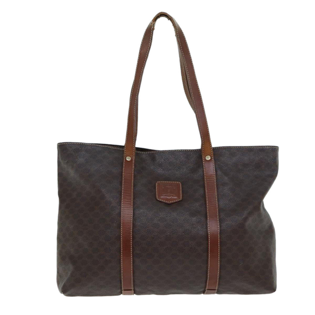 Luxury CELINE Macadam Canvas Tote Bag PVC Leather Brown 15311