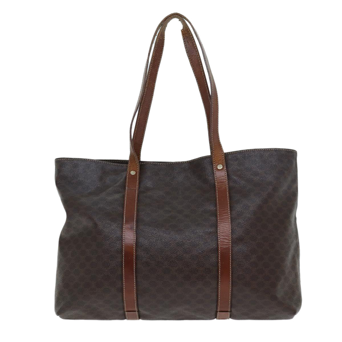 Luxury CELINE Macadam Canvas Tote Bag PVC Leather Brown 15311