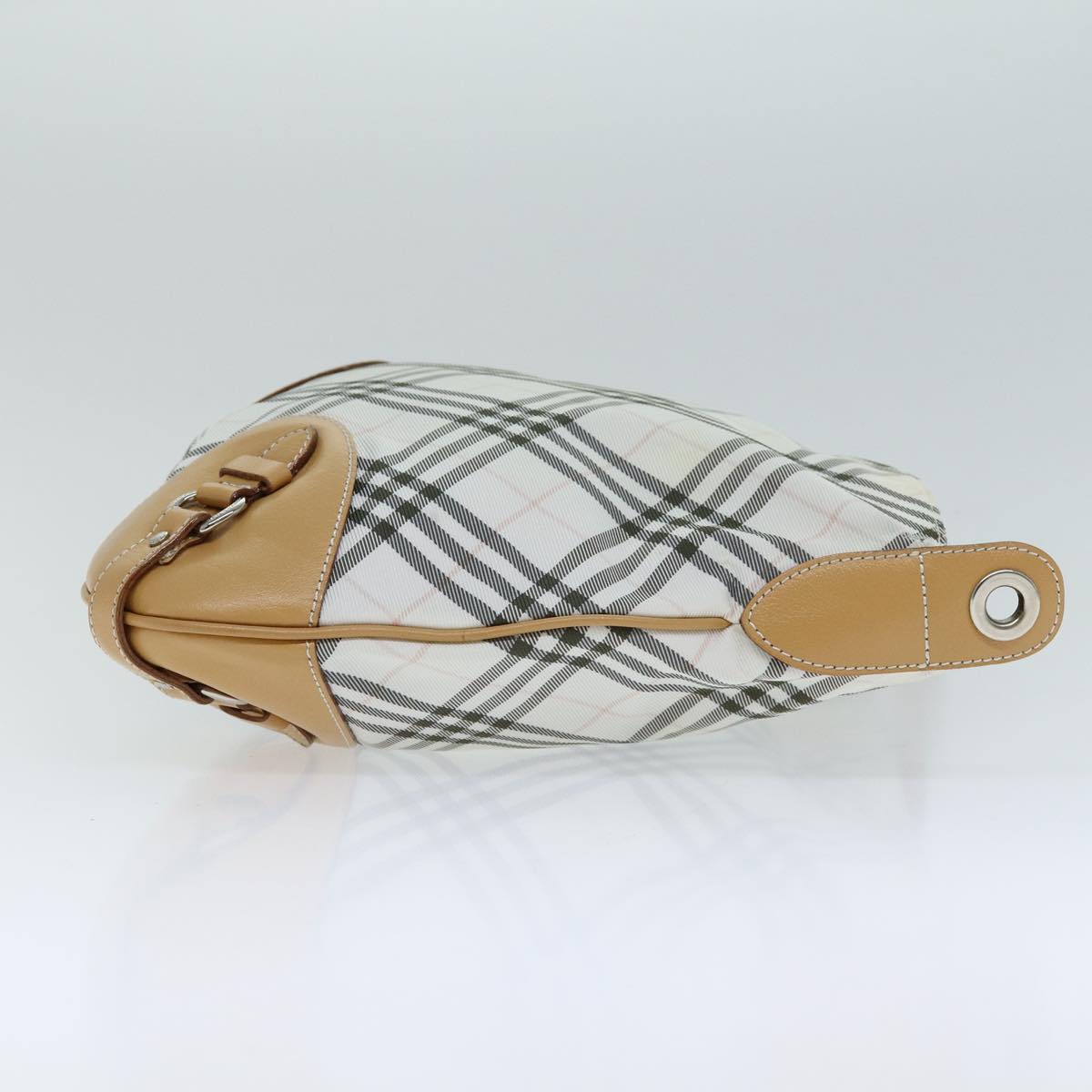 Burberry Nova Check Blue Label Shoulder Bag Nylon White Auth bs15359