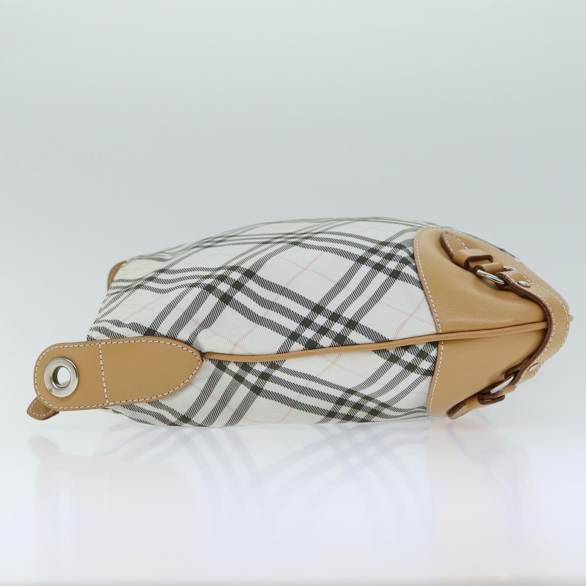 Burberry Nova Check Blue Label Shoulder Bag Nylon White Auth bs15359