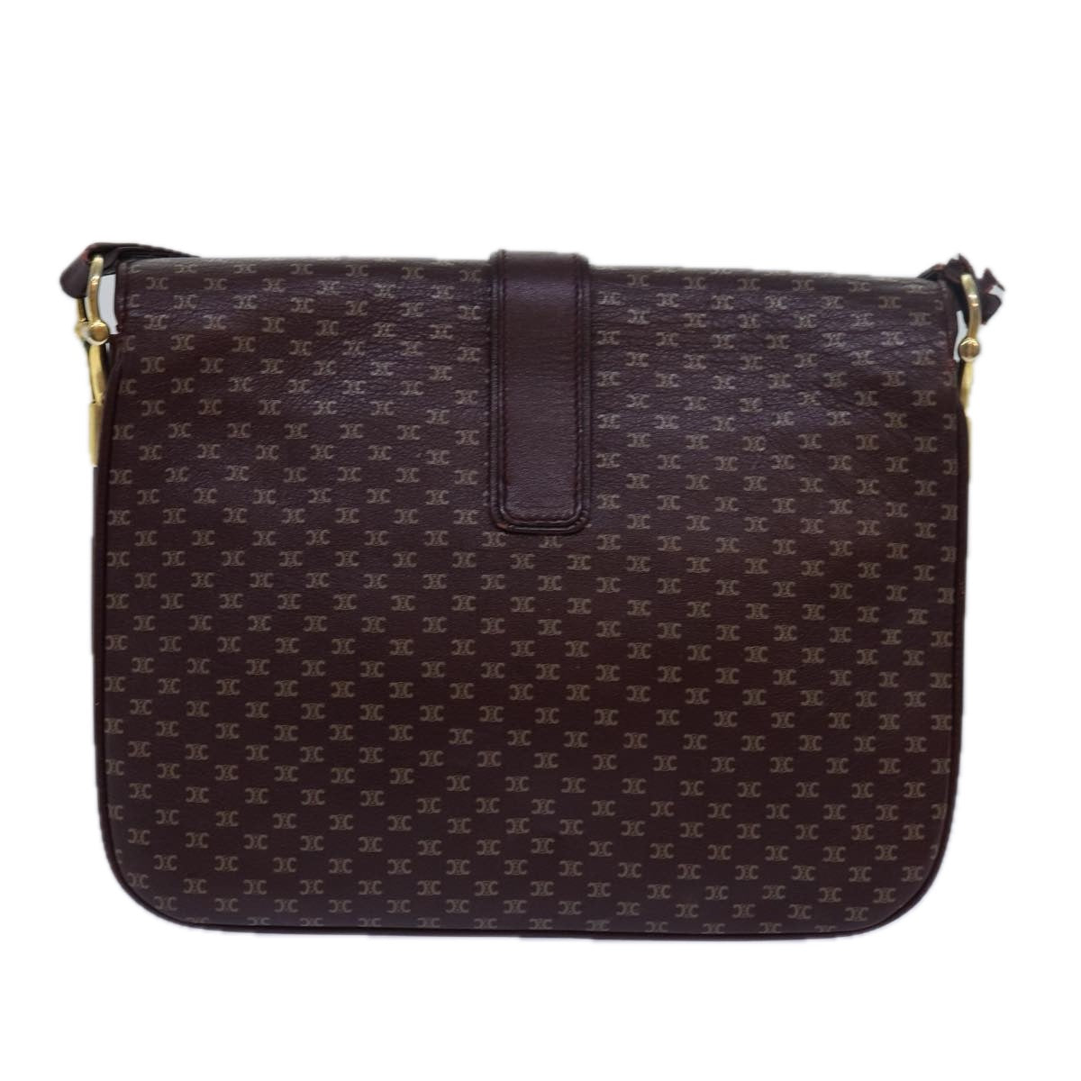 Luxury CELINE Macadam Canvas Shoulder Bag Leather Red 15455