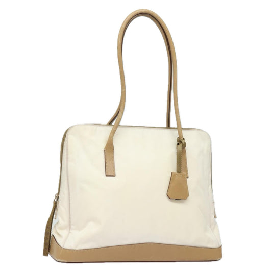 PRADA Shoulder Bag Nylon Leather White Auth