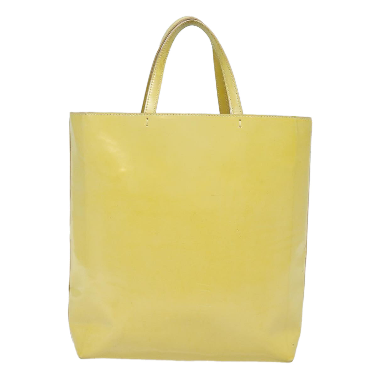 PRADA Hand Bag Patent leather Yellow Auth