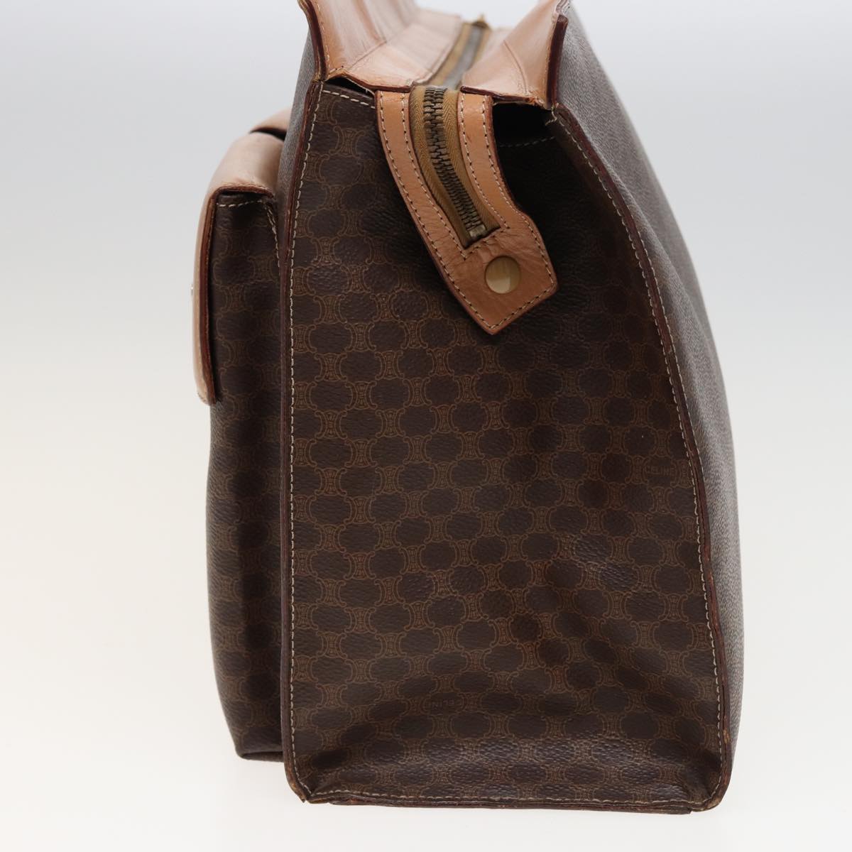 Luxury CELINE Macadam Canvas Hand Bag PVC Leather Brown 15629