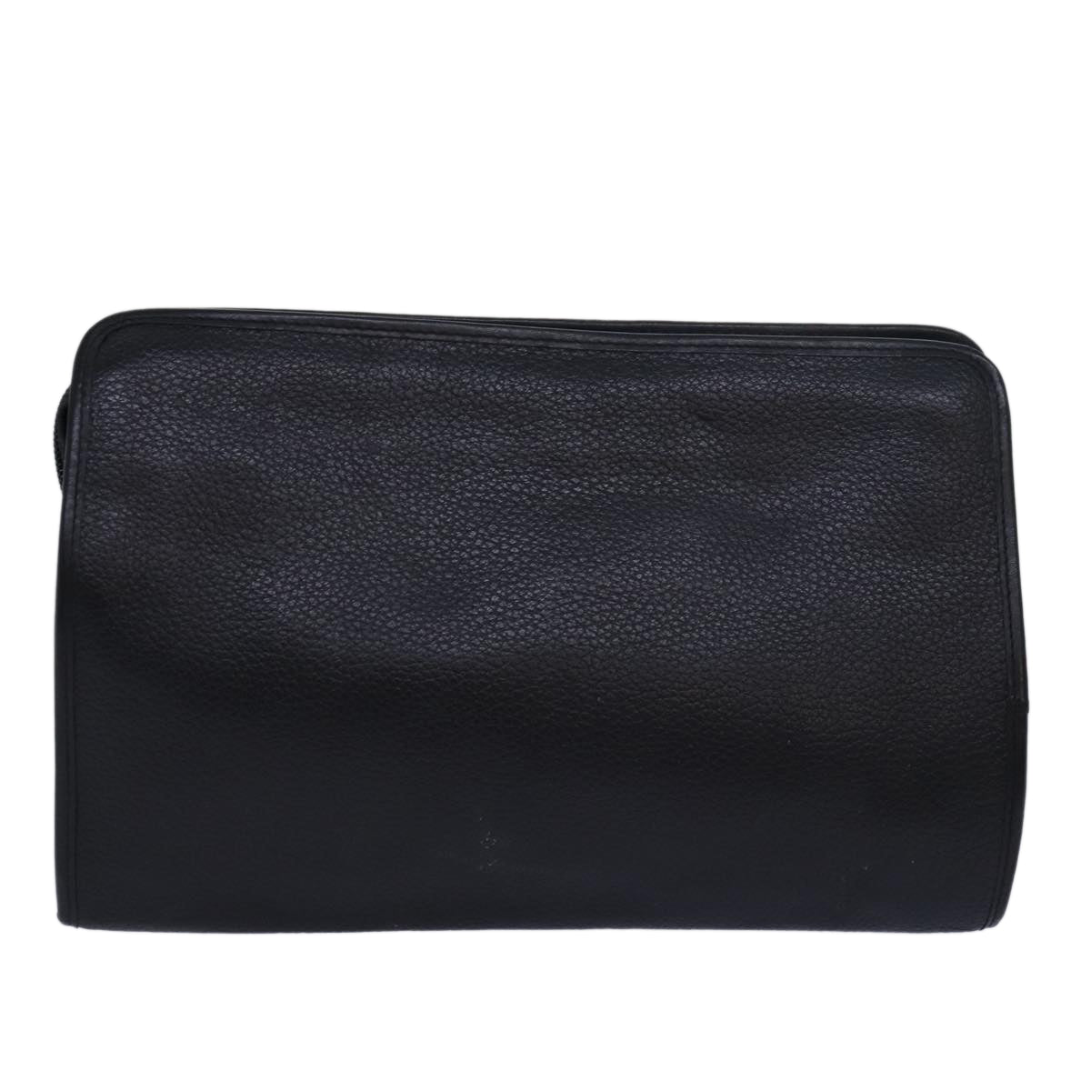 Burberry Clutch Bag Leather Black Auth bs15681