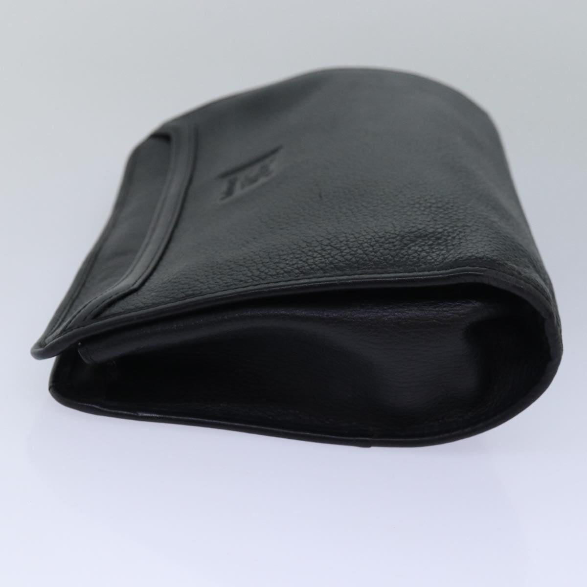 Burberry Clutch Bag Leather Black Auth bs15681