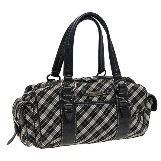 Burberry Nova Check Blue Label Hand Bag Nylon Black Auth bs15725