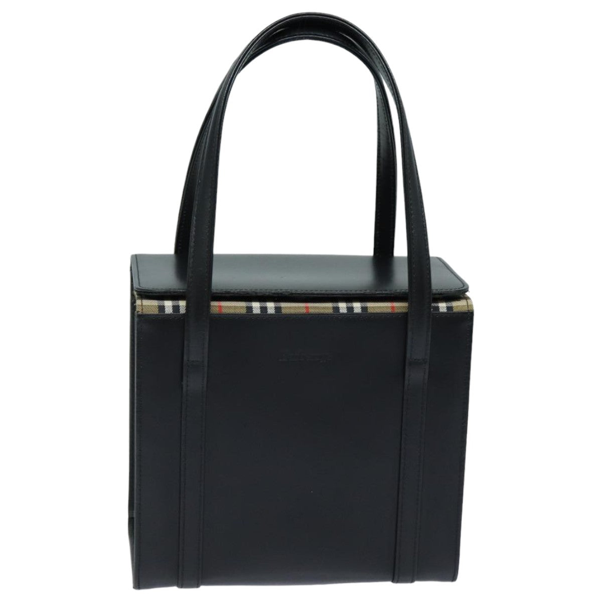 Burberry Hand Bag Leather Black Auth bs16011