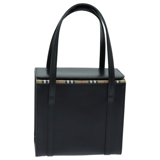 Burberry Hand Bag Leather Black Auth bs16011