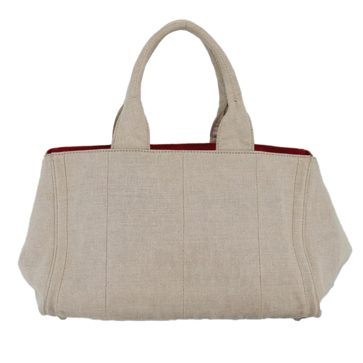 PRADA Canapa MM Hand Bag Canvas Beige Auth