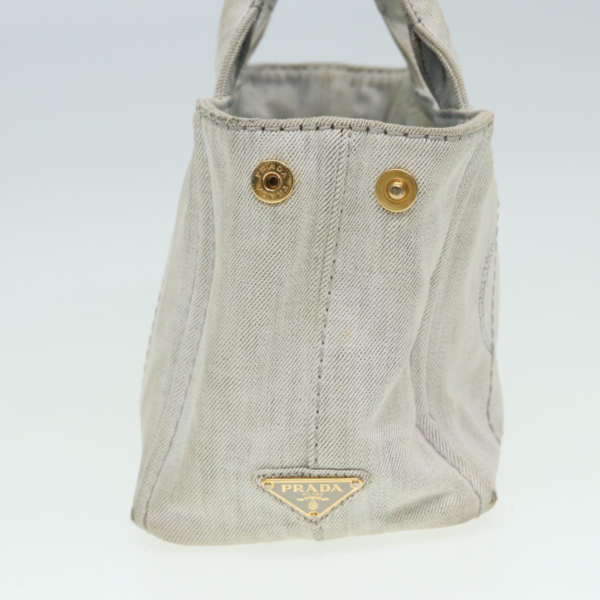 PRADA Canapa PM Hand Bag Canvas 2way Gray Auth