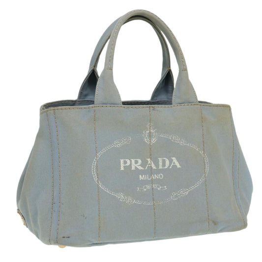 PRADA Canapa MM Hand Bag Canvas Blue Auth