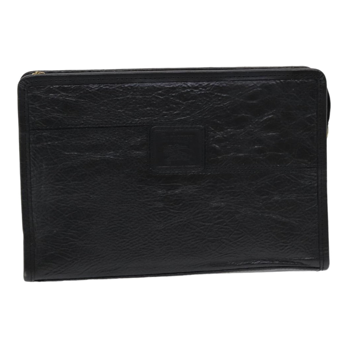 Burberry Clutch Bag Leather Black Auth bs16273