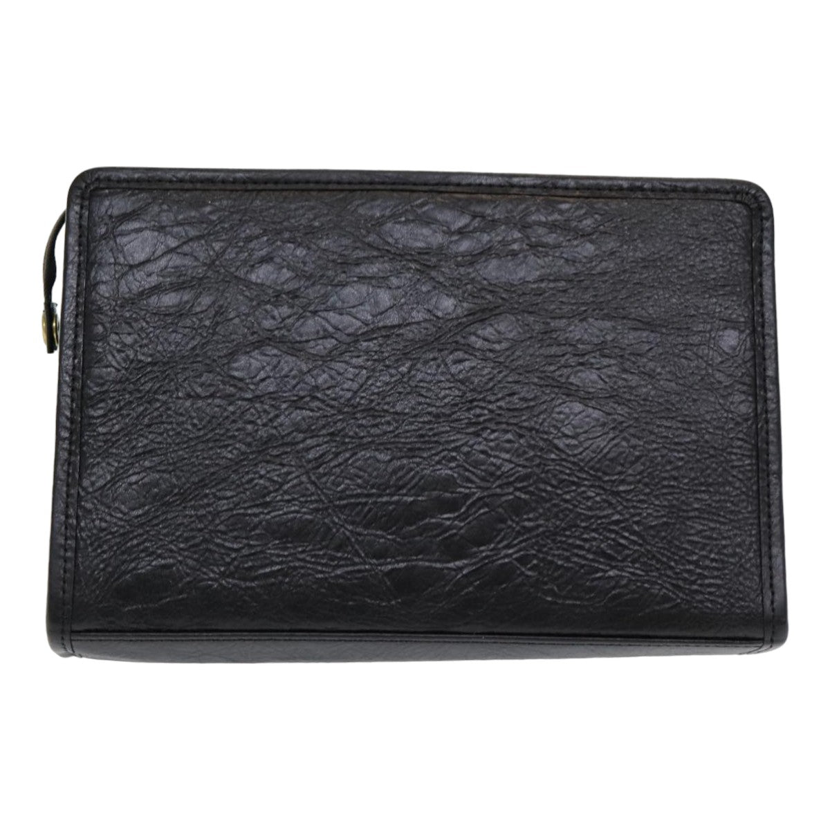 Burberry Clutch Bag Leather Black Auth bs16273