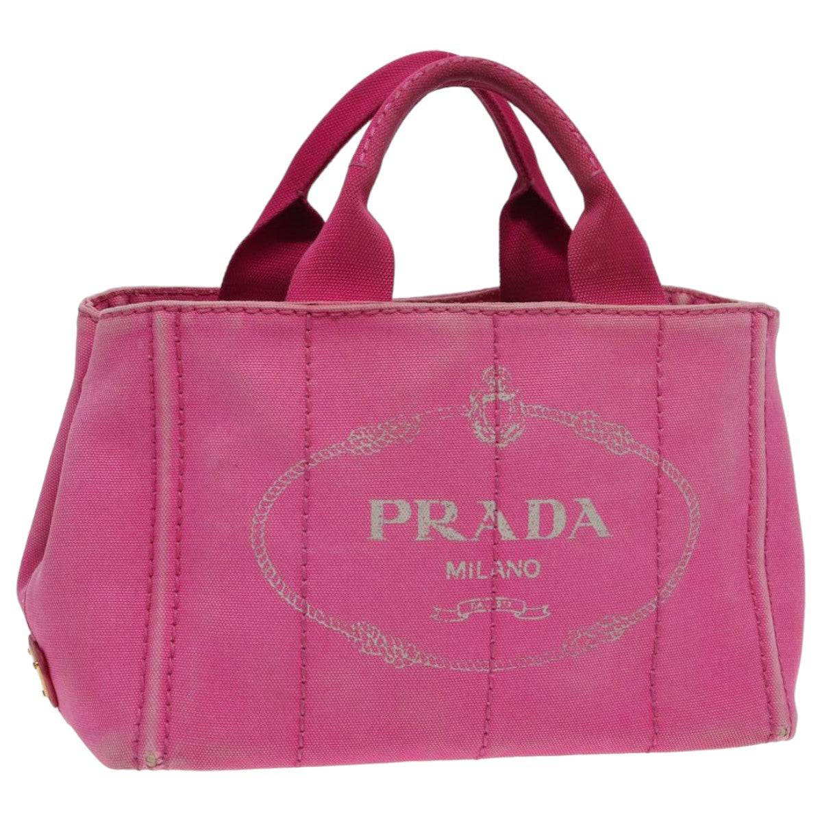PRADA Canapa PM Hand Bag Canvas Pink Auth