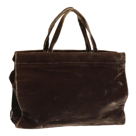 PRADA Hand Bag Velor Brown Auth