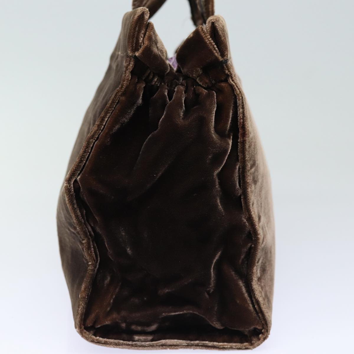 PRADA Hand Bag Velor Brown Auth