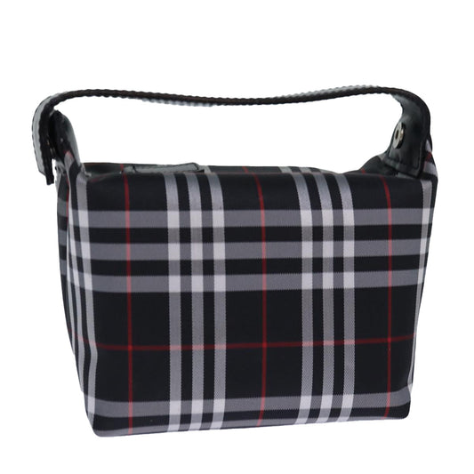 Burberry Nova Check Hand Bag Nylon Silver Black Auth bs16532