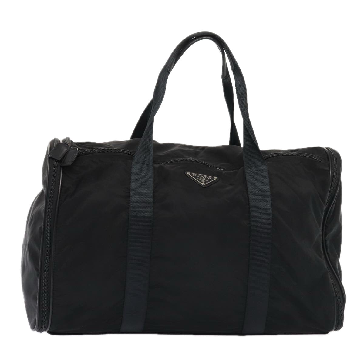 PRADA Boston Bag Nylon Black Auth