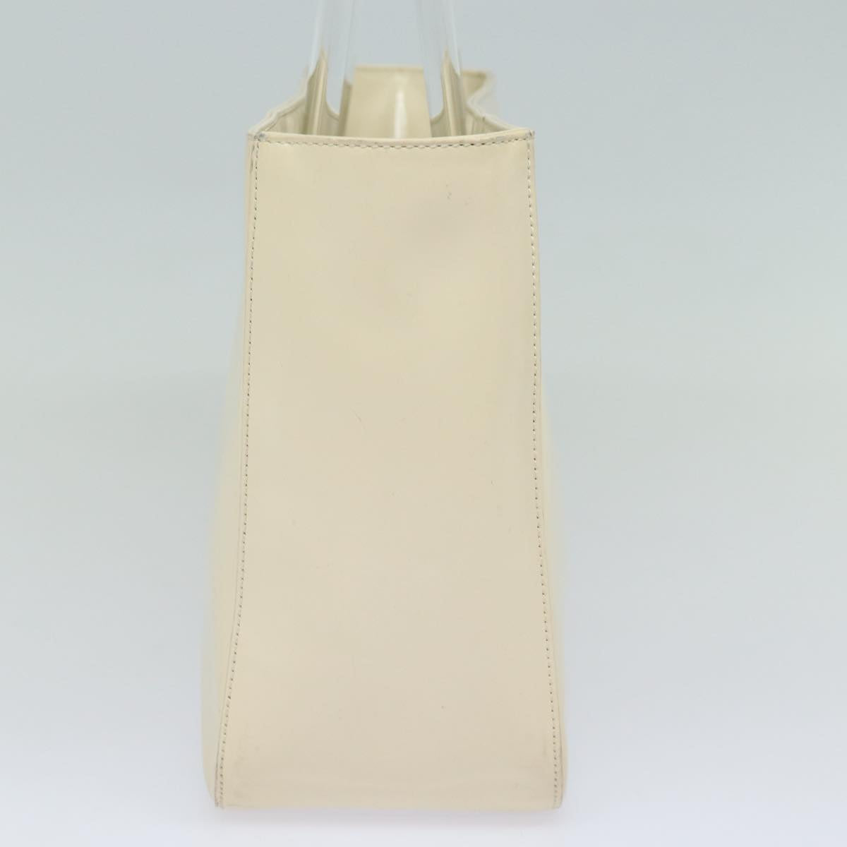 PRADA Hand Bag Enamel Silver White Auth