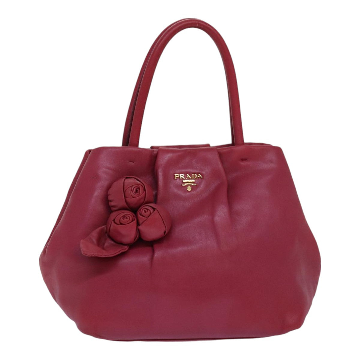 PRADA Hand Bag Leather Pink Auth