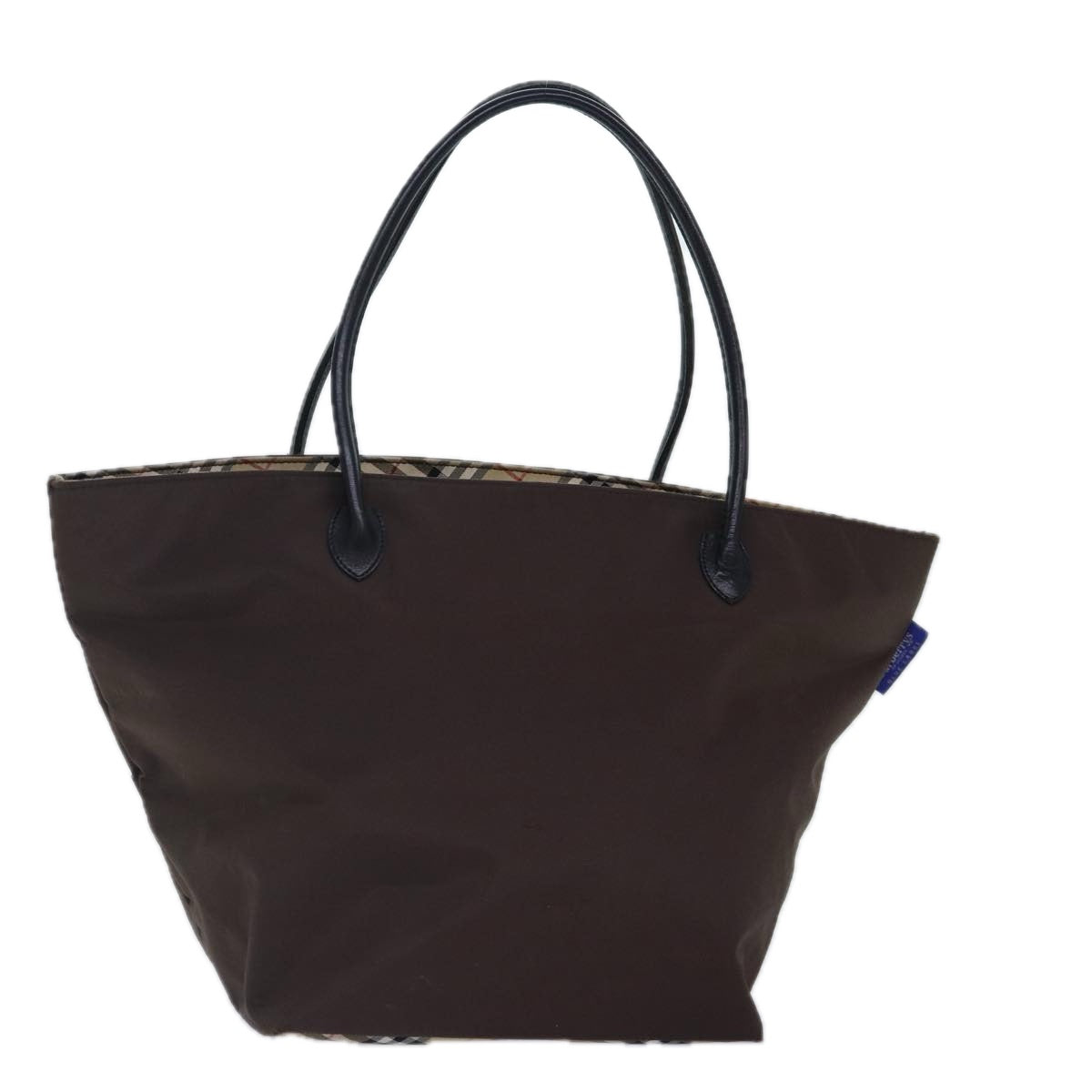 Burberry Nova Check Blue Label Hand Bag Nylon Brown Beige Auth bs16827