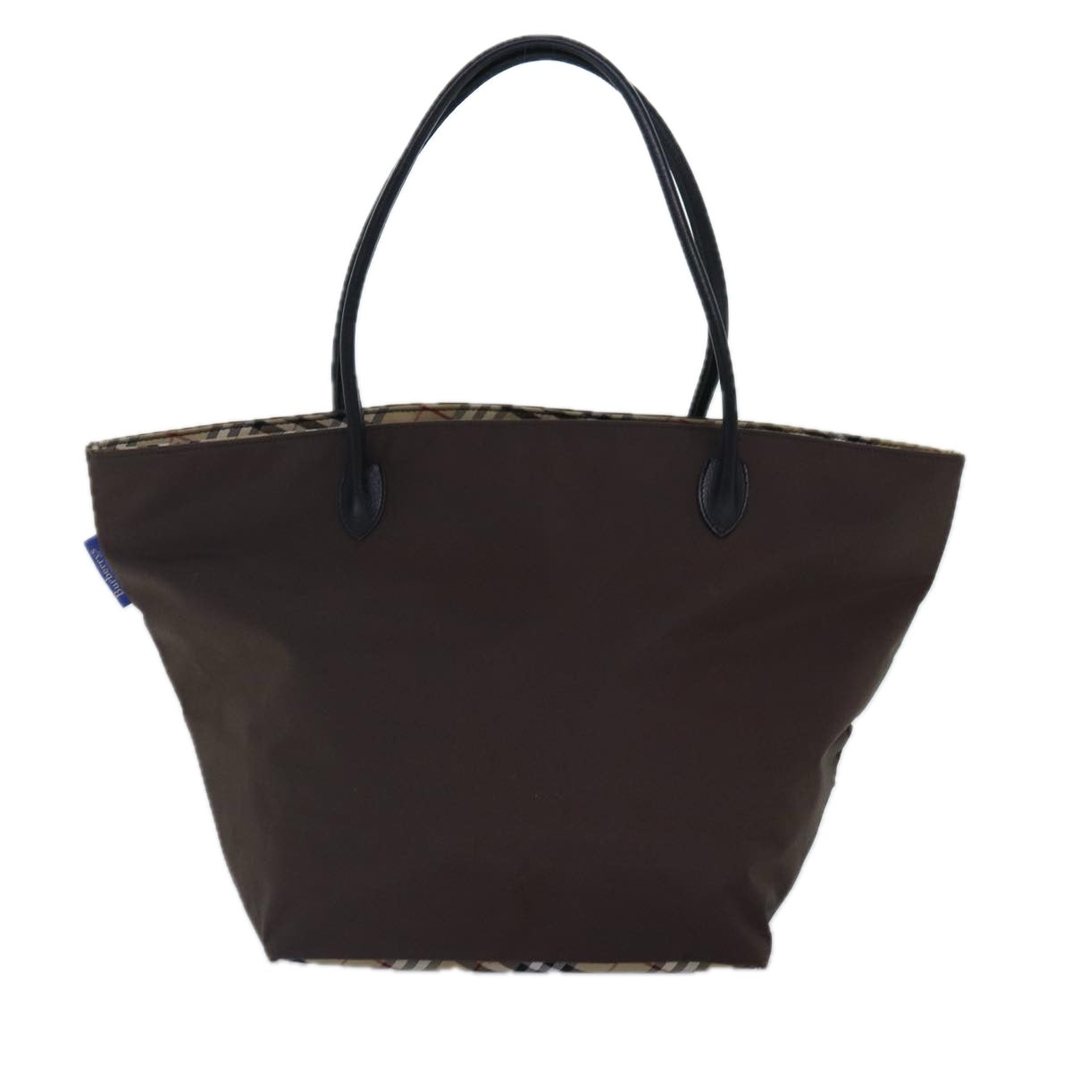 Burberry Nova Check Blue Label Hand Bag Nylon Brown Beige Auth bs16827