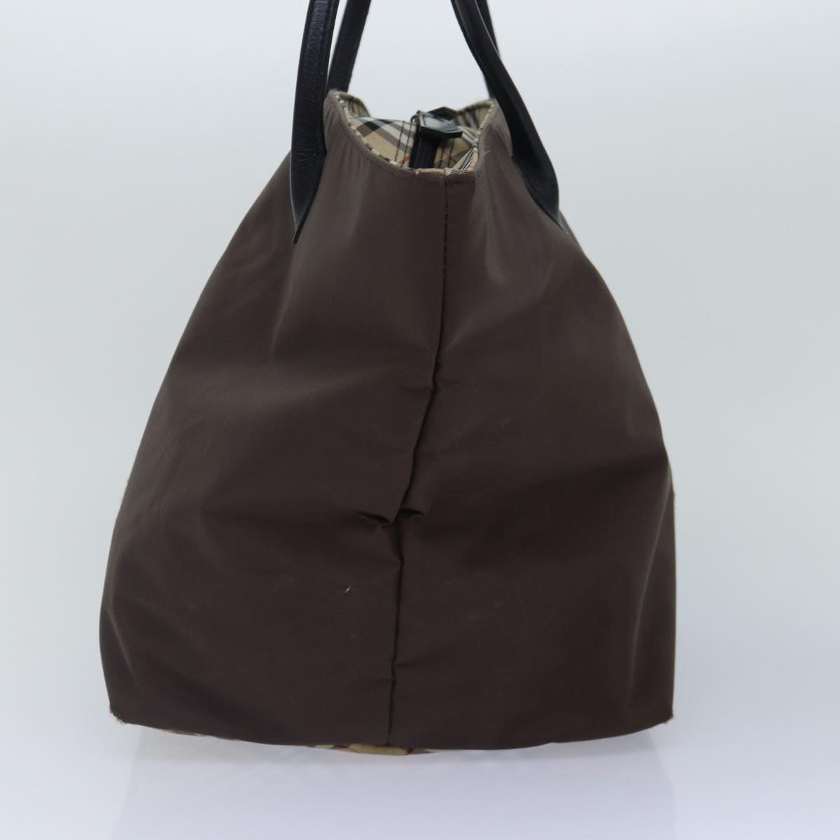 Burberry Nova Check Blue Label Hand Bag Nylon Brown Beige Auth bs16827