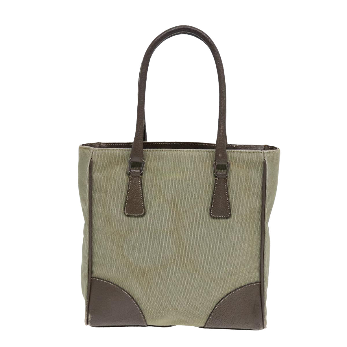 PRADA Hand Bag Canvas Khaki Auth