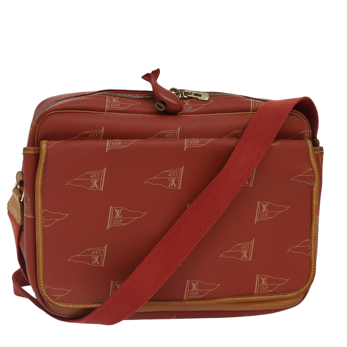 LOUIS VUITTON Cup Calvi Shoulder Bag Red Aboganie LV Auth bs16944