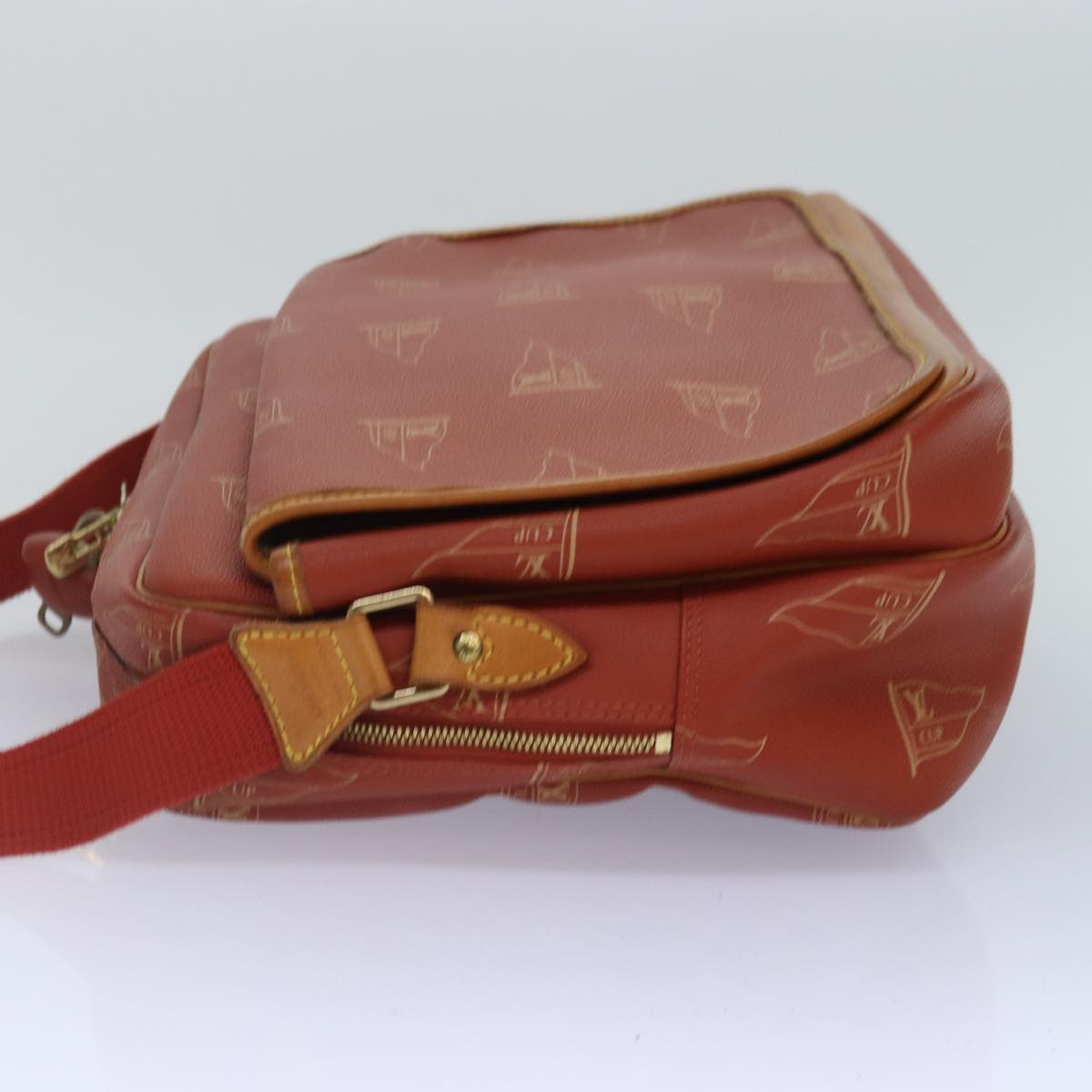 LOUIS VUITTON Cup Calvi Shoulder Bag Red Aboganie LV Auth bs16944