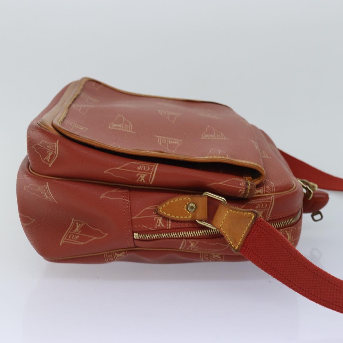 LOUIS VUITTON Cup Calvi Shoulder Bag Red Aboganie LV Auth bs16944