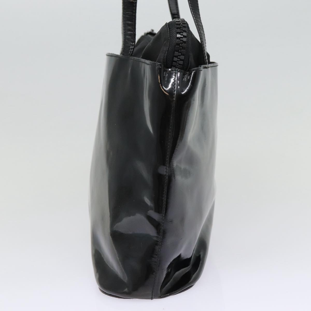 PRADA Tote Bag Enamel Black Auth