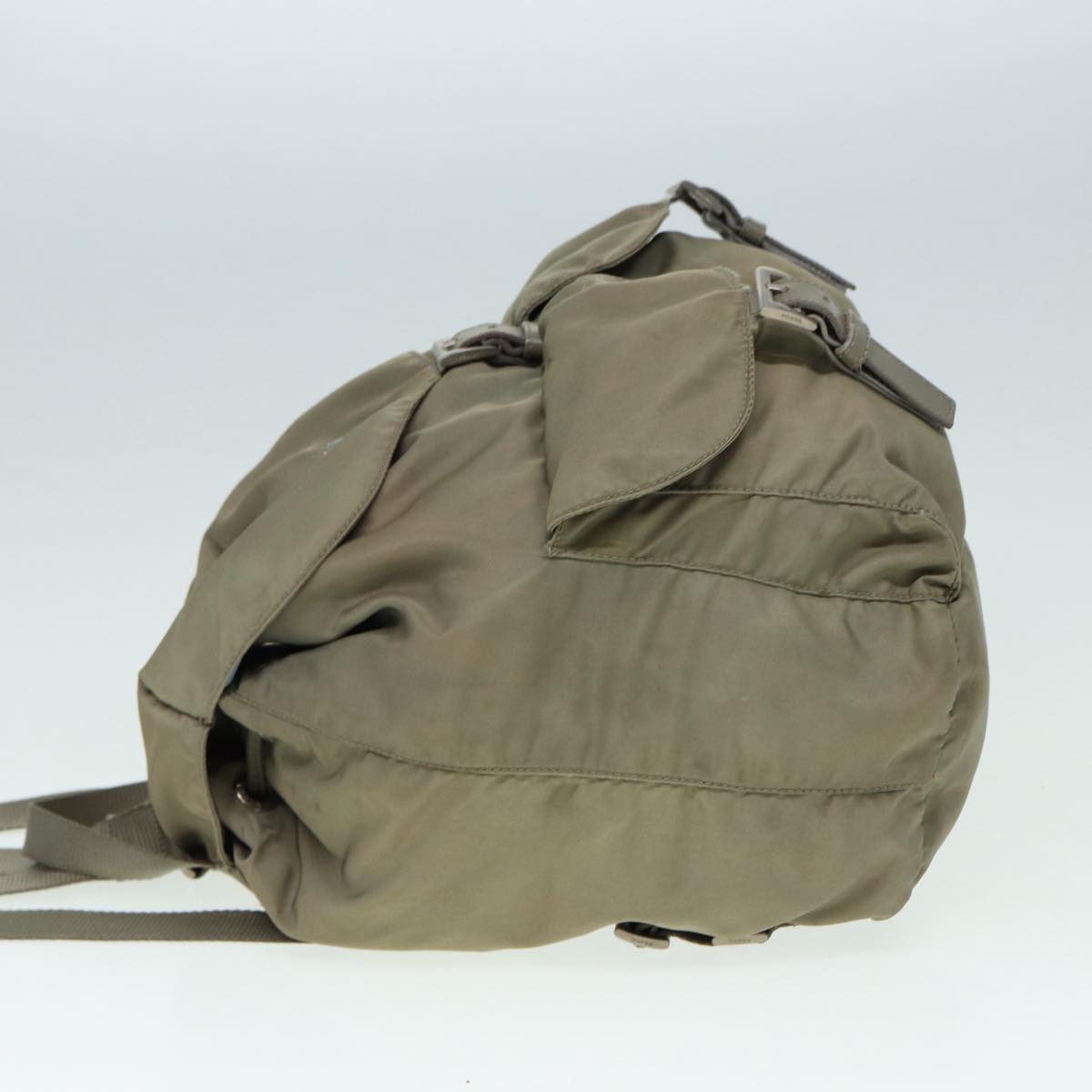 PRADA Backpack Nylon Beige Silver Auth