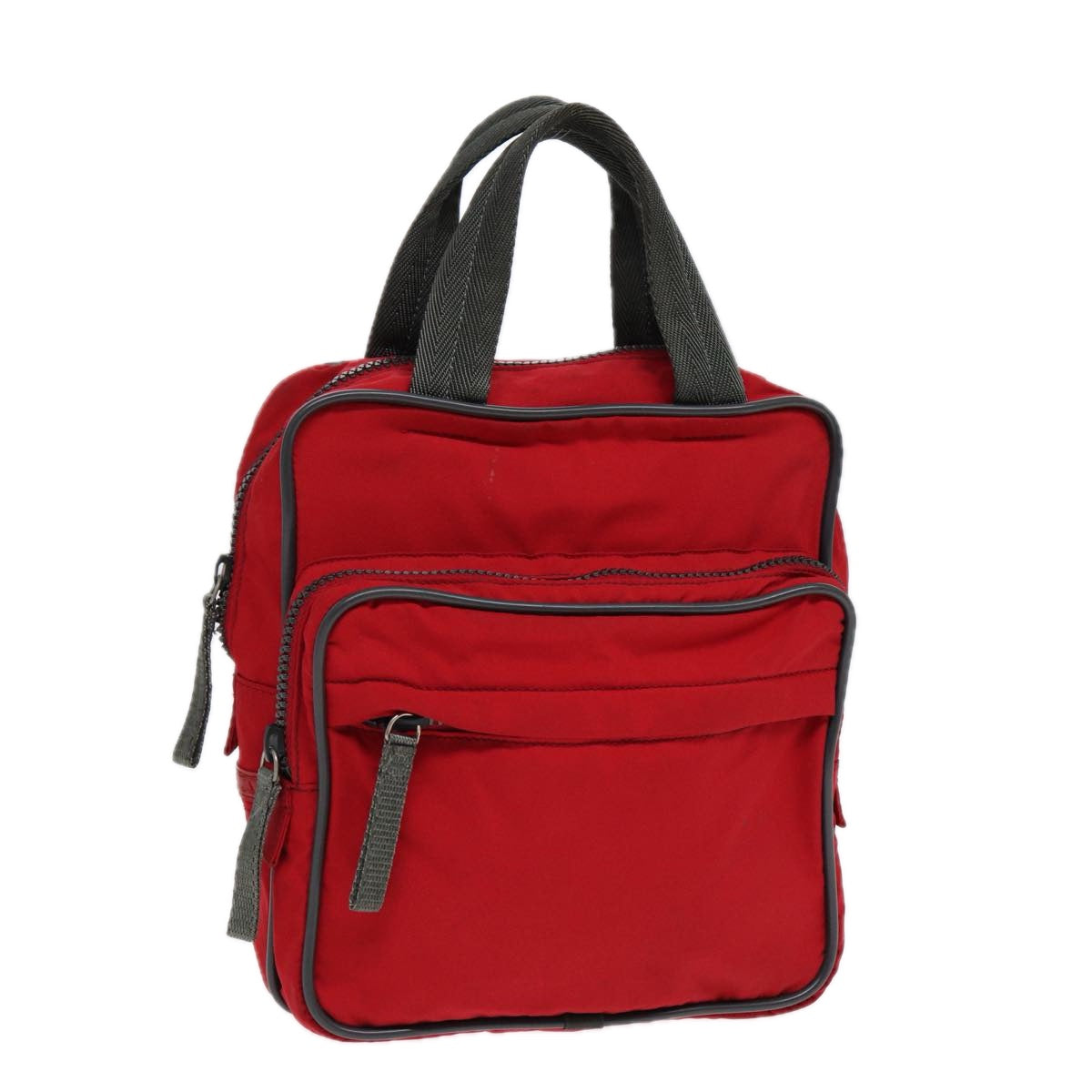 PRADA Sports Hand Bag Nylon Red Silver Auth
