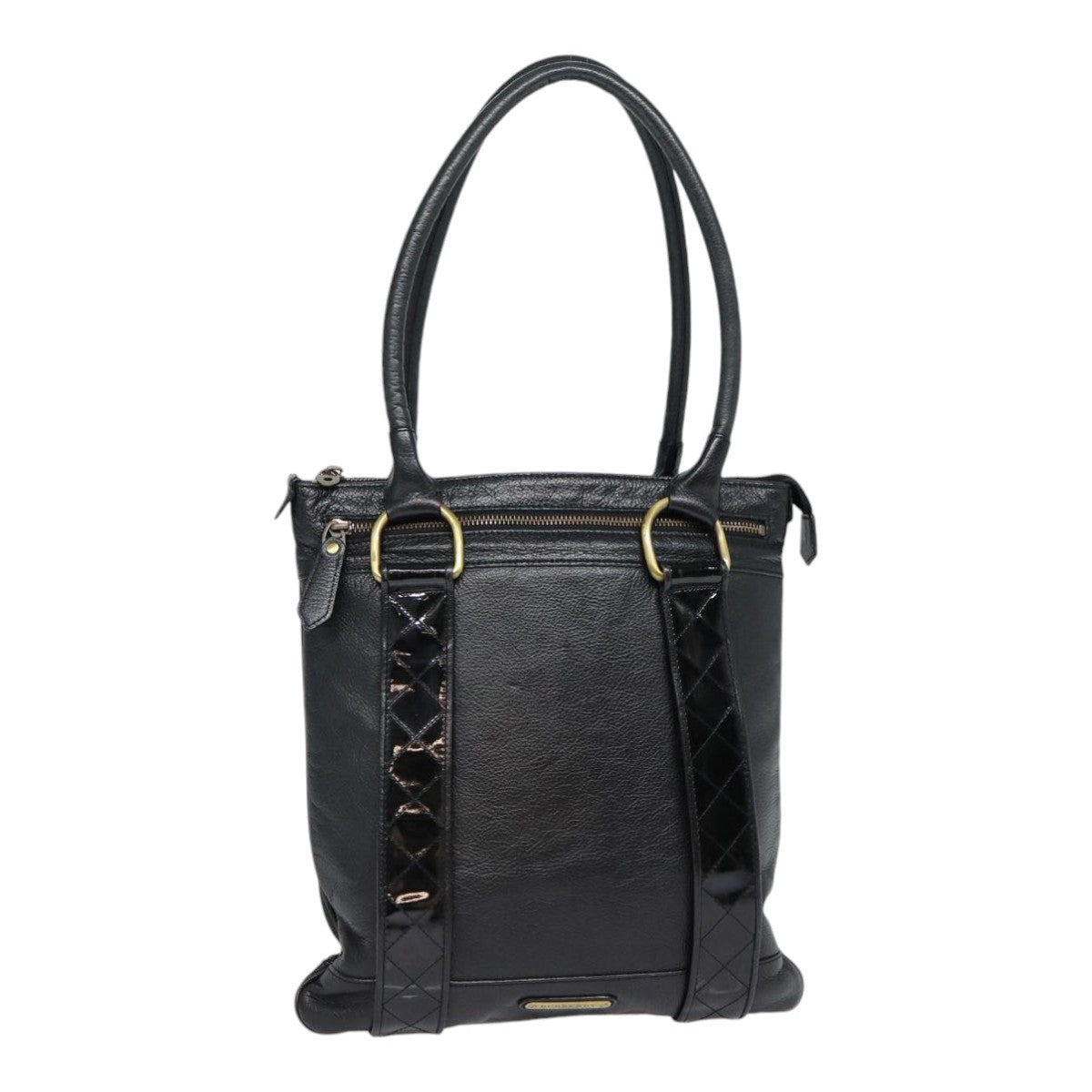 Burberry Shoulder Bag Leather Black Gold Auth bs17314