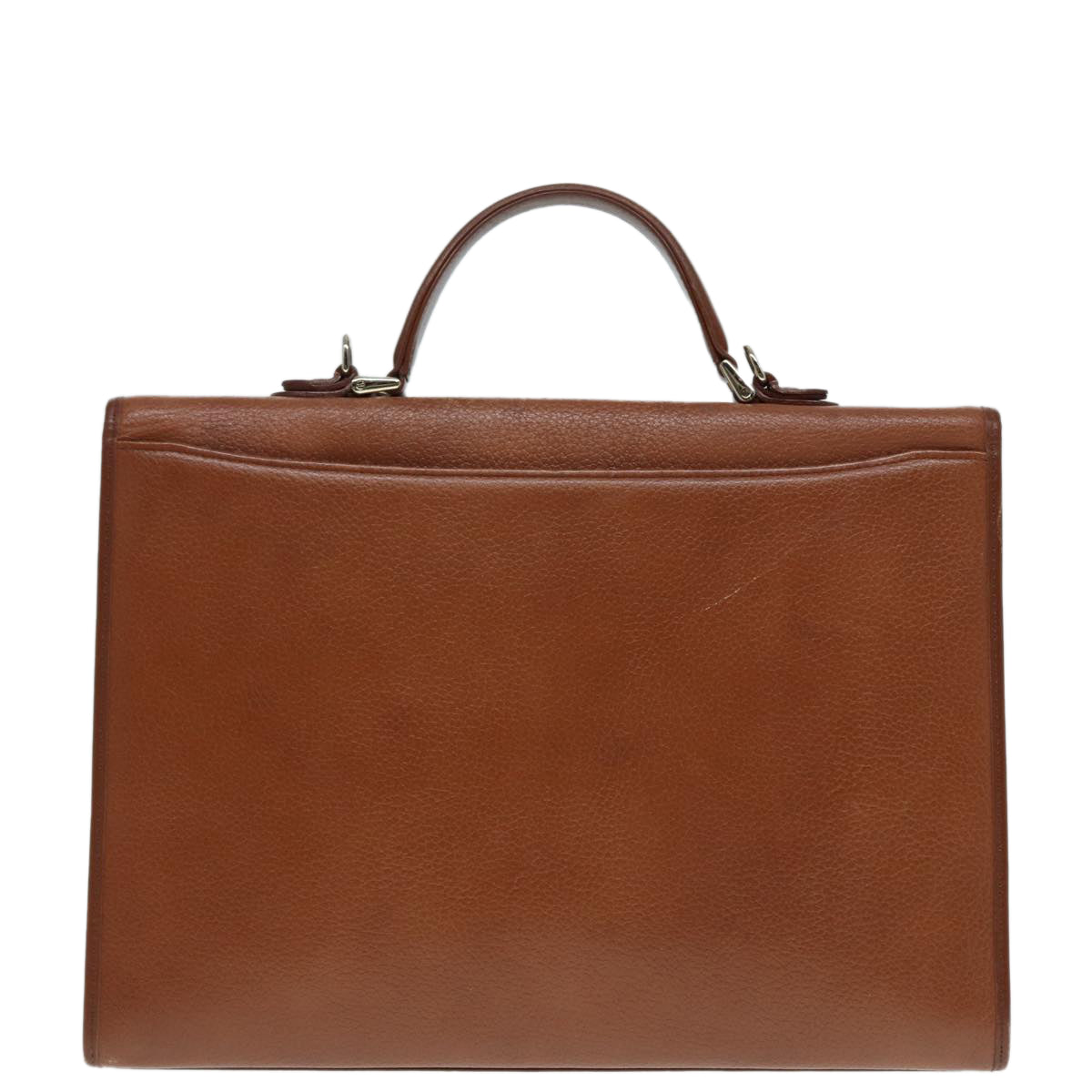Burberry Hand Bag Leather 2way Brown Silver Auth bs17329
