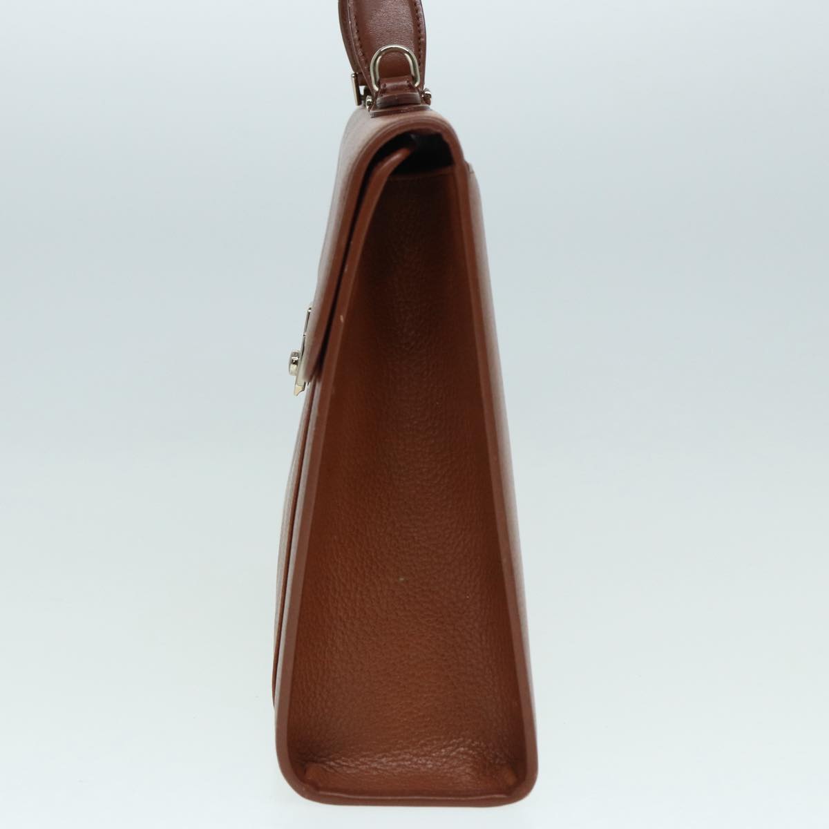 Burberry Hand Bag Leather 2way Brown Silver Auth bs17329