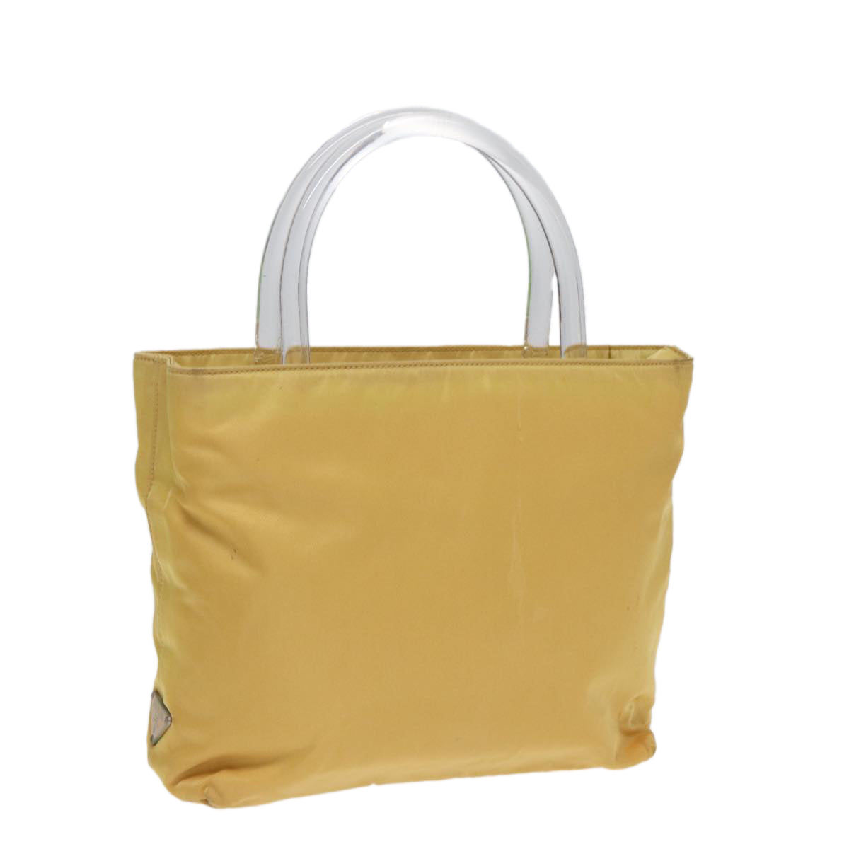 PRADA Hand Bag Nylon Yellow Silver Auth