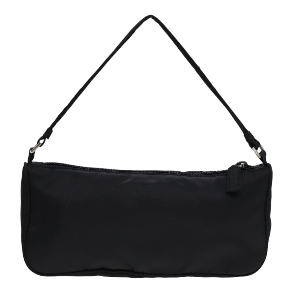PRADA Accessory Pouch Nylon Black Silver Auth Luxury Handbag