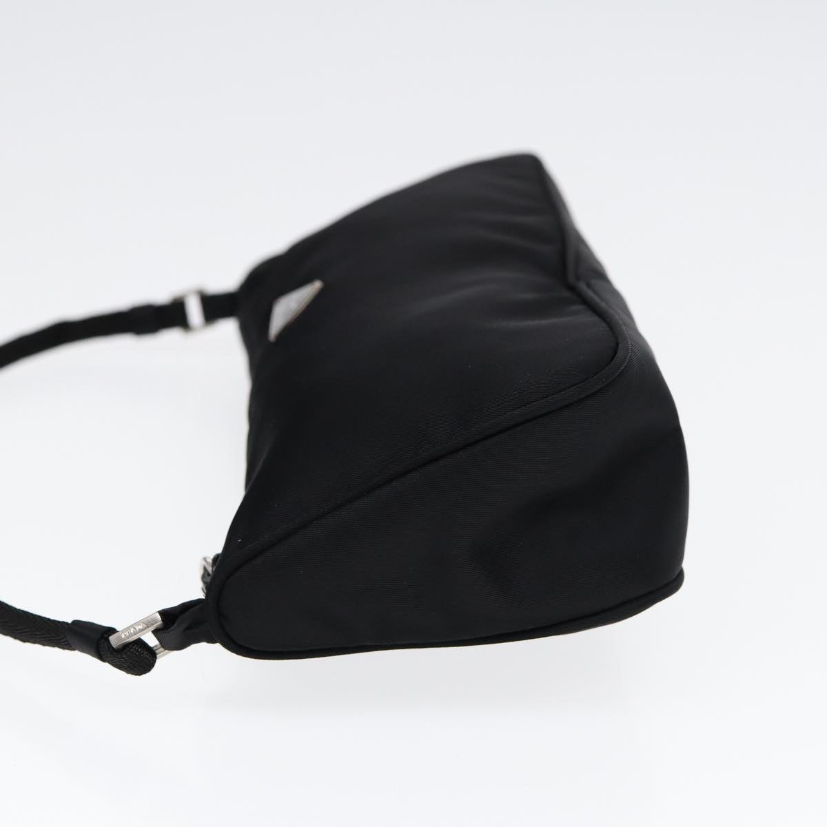 PRADA Accessory Pouch Nylon Black Silver Auth Luxury Handbag