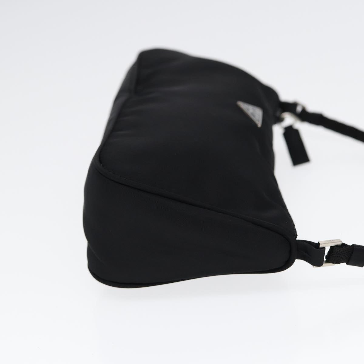PRADA Accessory Pouch Nylon Black Silver Auth Luxury Handbag