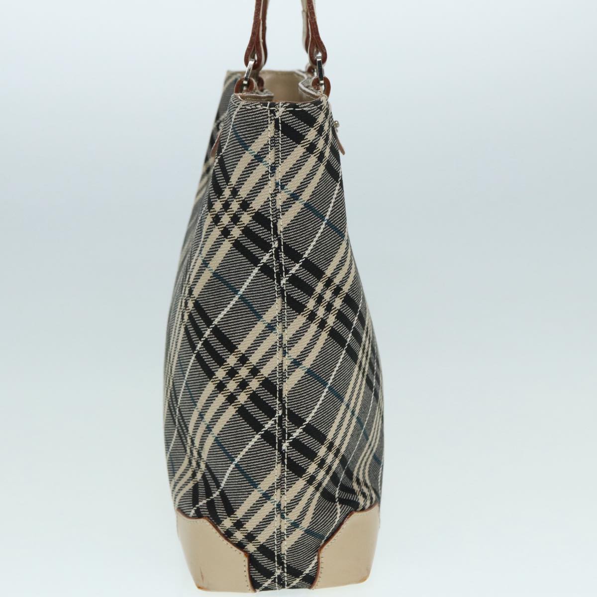 Burberry Nova Check Blue Label Tote Bag Canvas Blue Silver Auth bs17615