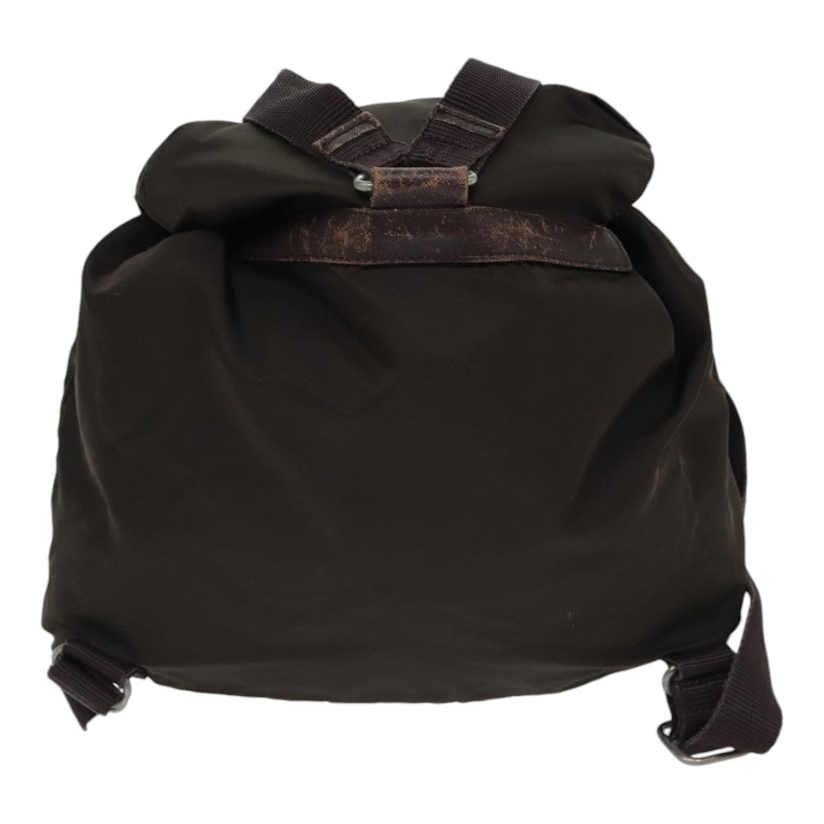 PRADA Backpack Nylon Silver Brown Auth