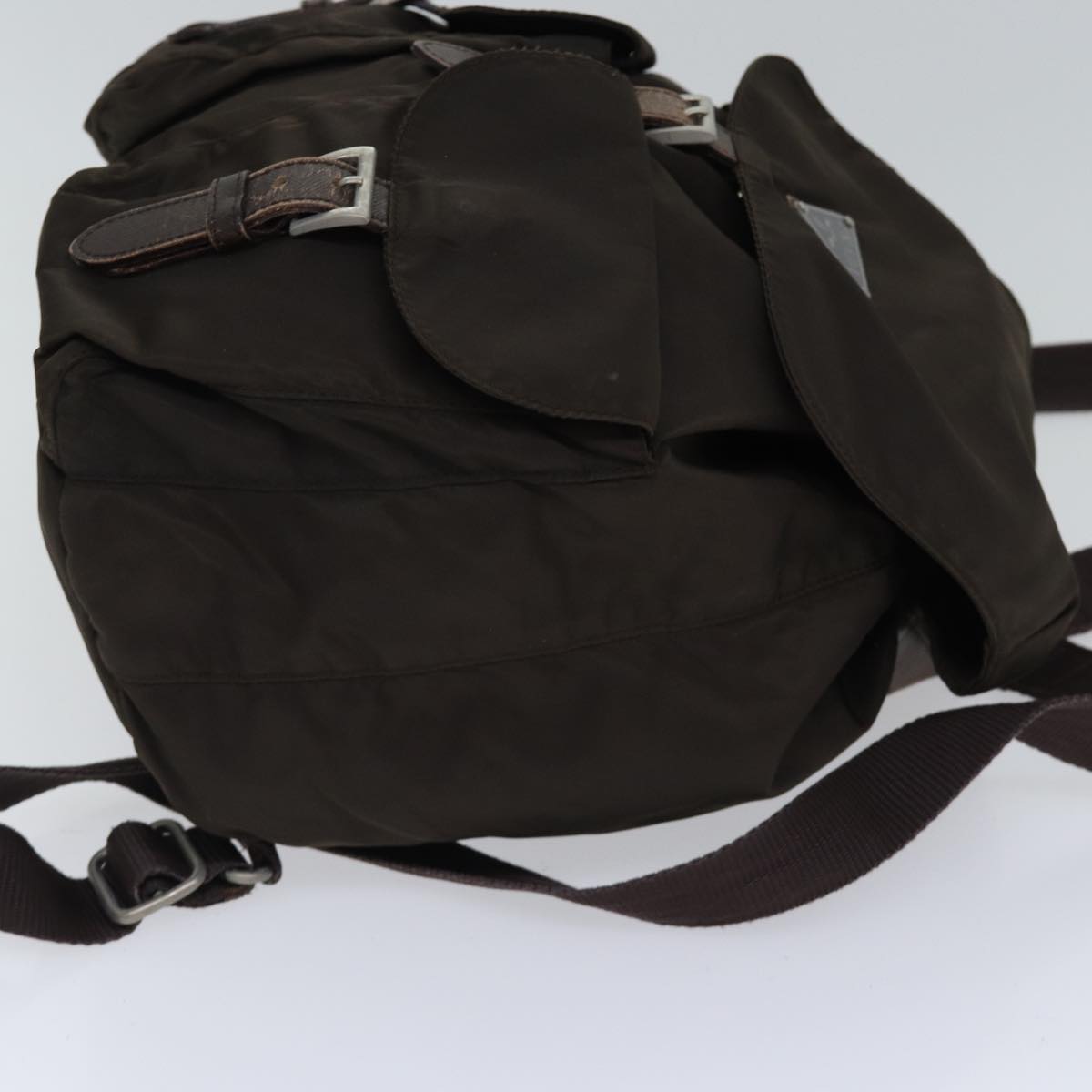 PRADA Backpack Nylon Silver Brown Auth