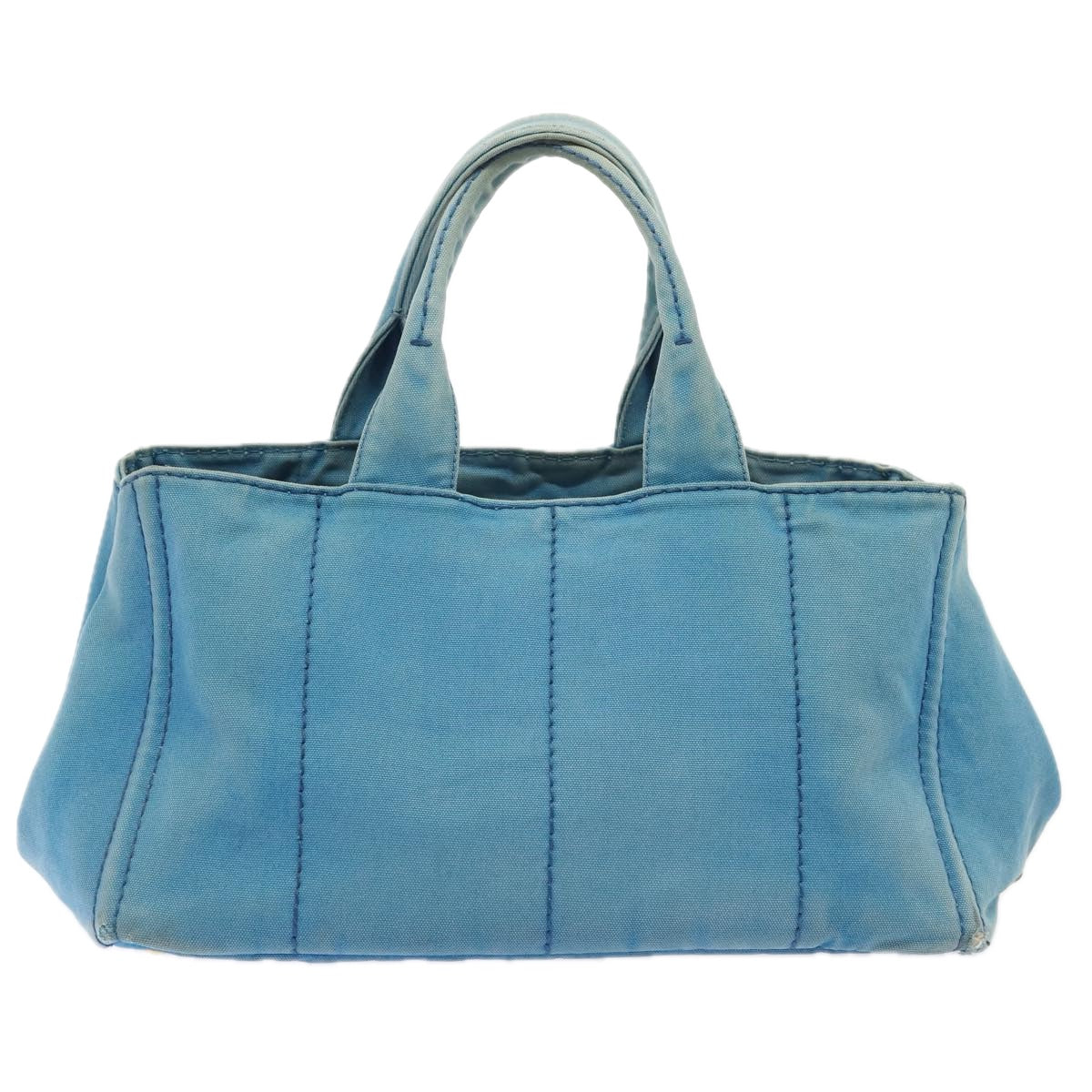 PRADA Canapa GM Hand Bag Canvas Blue Gold Auth