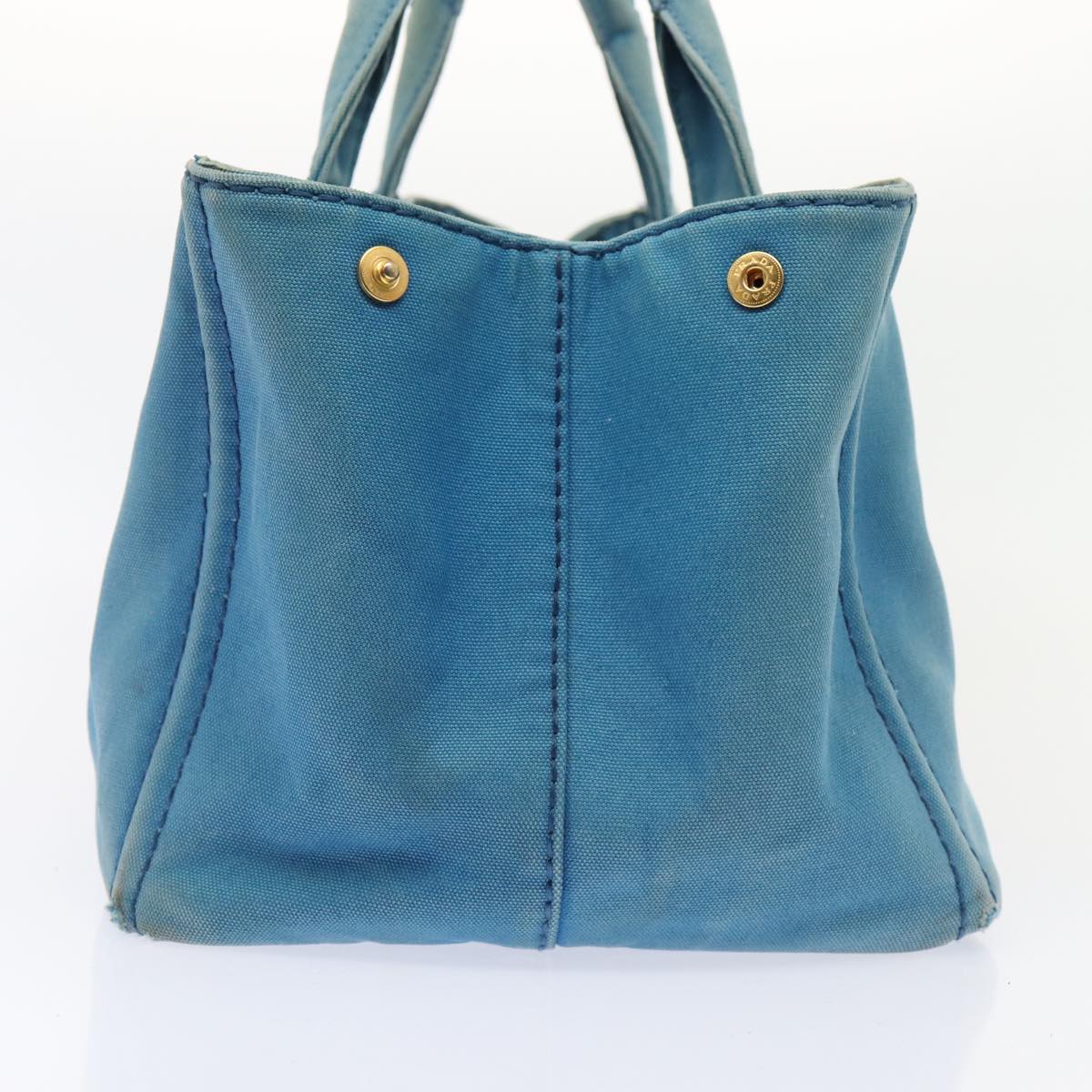 PRADA Canapa GM Hand Bag Canvas Blue Gold Auth