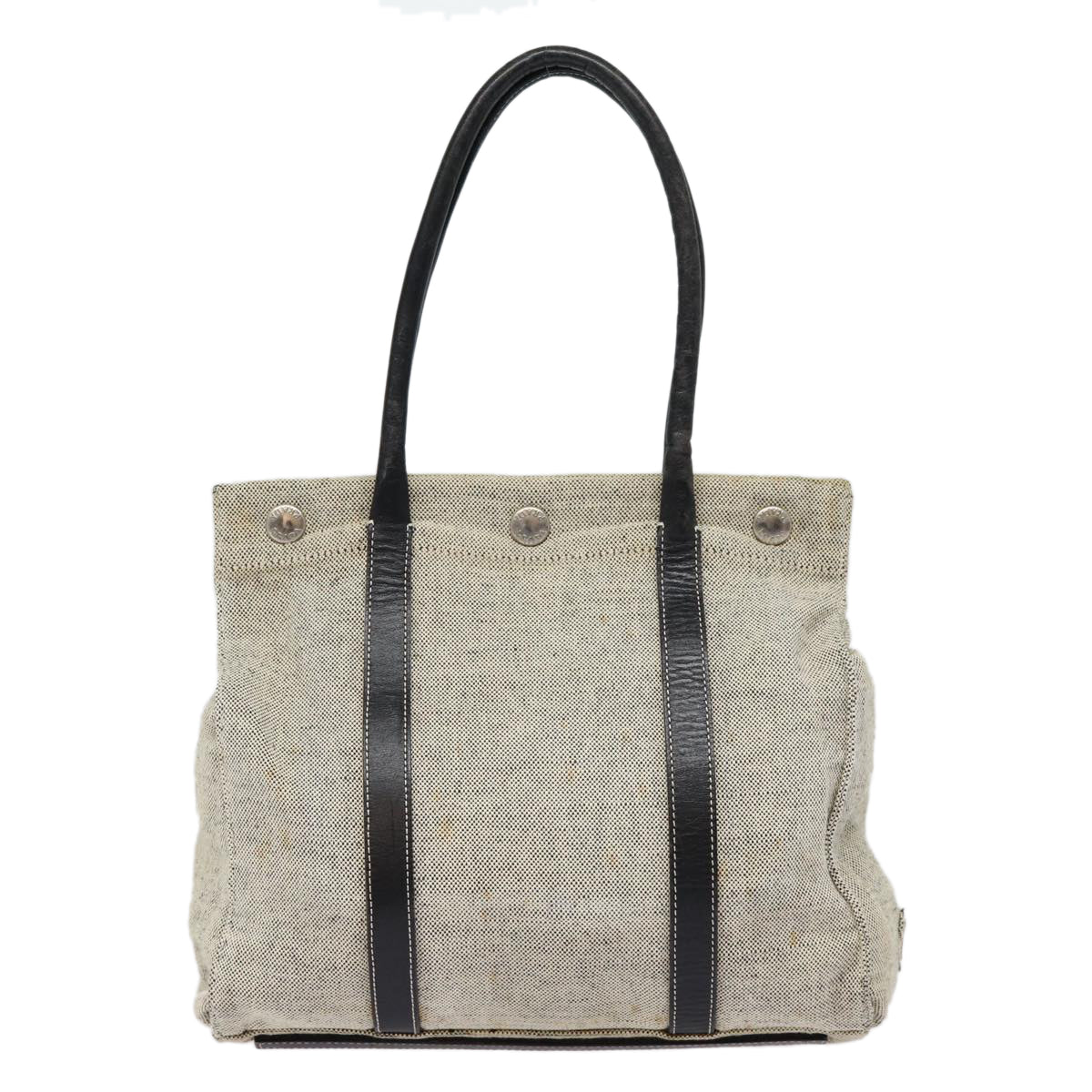 PRADA Tote Bag Canvas Gray Silver Auth