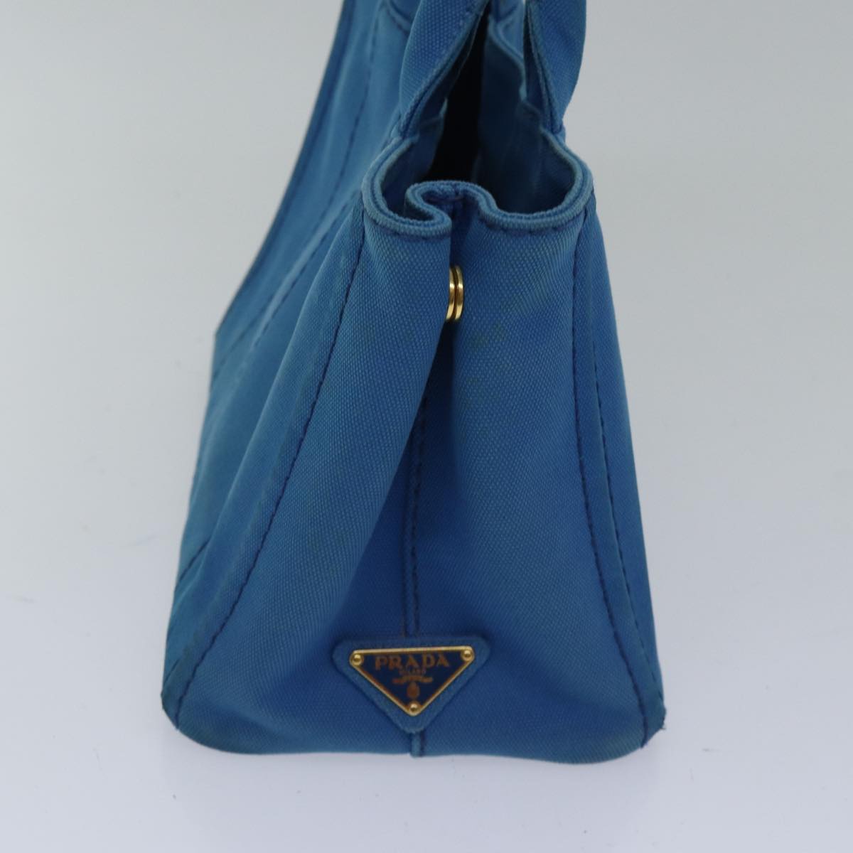 PRADA Canapa PM Hand Bag Canvas Blue Auth